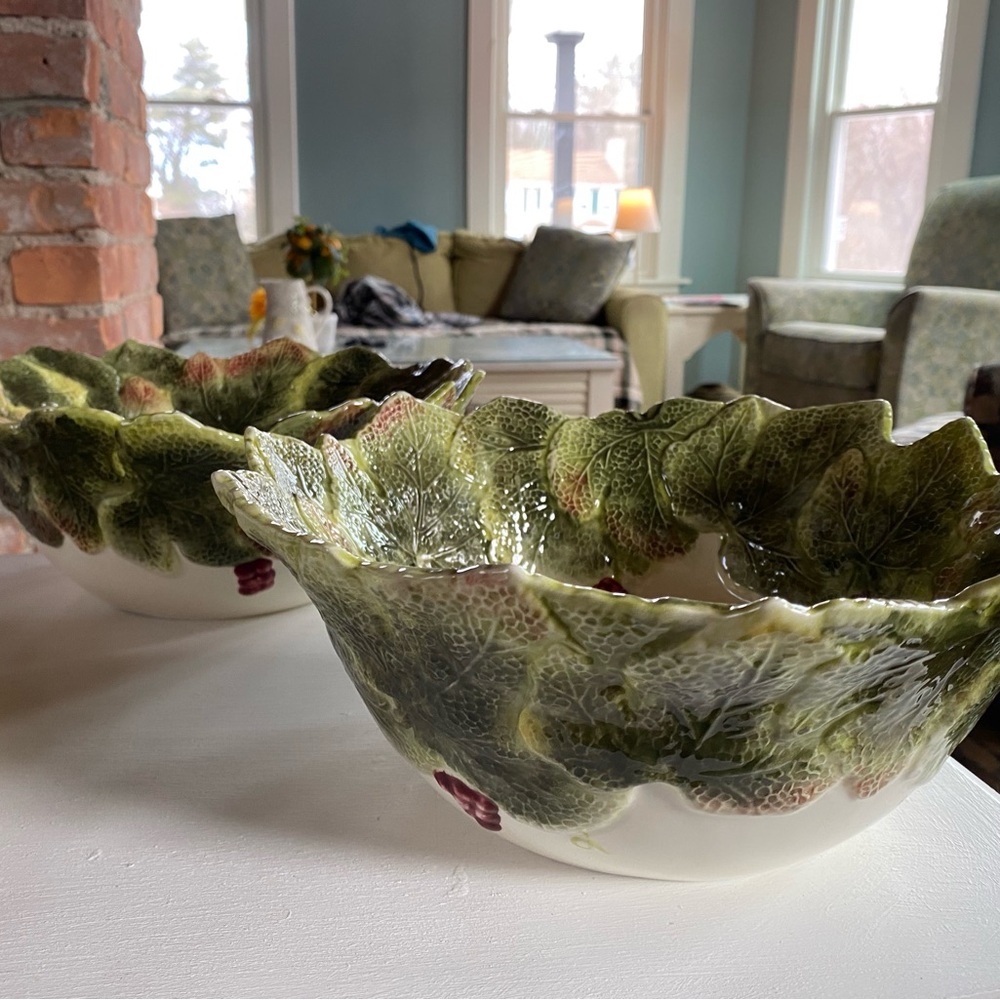 NWOT BETTER HOMES & GARDEN Leaf Pattern Ceramic BowlS, 8 Salad Plate Set, 2 S/P - Picture 11 of 16